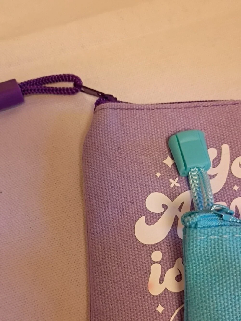 Set of 2 Inspirational Canvas Pouches - Teal & Lavender